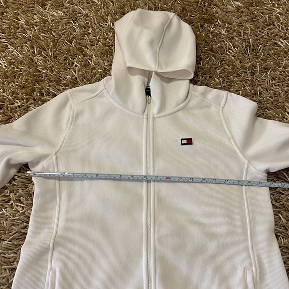 Tommy Hilfiger Women’s Long Fleece Zipped Hoodie Jacket Off White - Picture 3 of 8